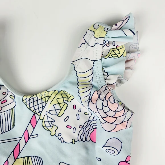 GAP Blue and Pink One Piece Swimsuit with Ruffled Straps - Picture 3 of 6